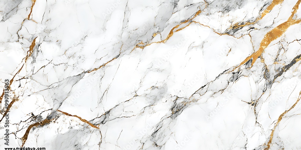 Naklejka premium Elegant marble texture with golden veins.