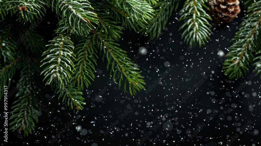 A tree with snow on it and a pine cone on top A tree with snow on it and a pine cone on top