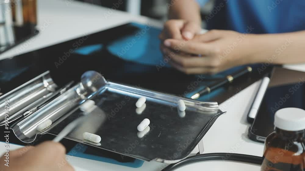 Doctor recommending medicines for her middle aged patient Doctor recommending medicines for her middle aged patient