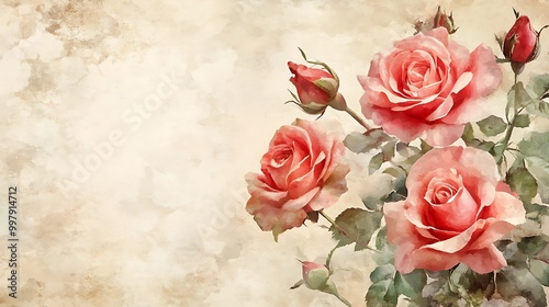 Watercolor Painting of Delicate Roses