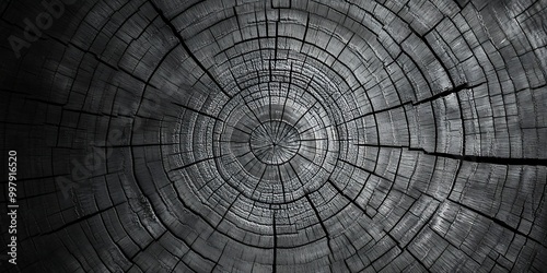 Close-up of a charred tree trunk showing growth rings.