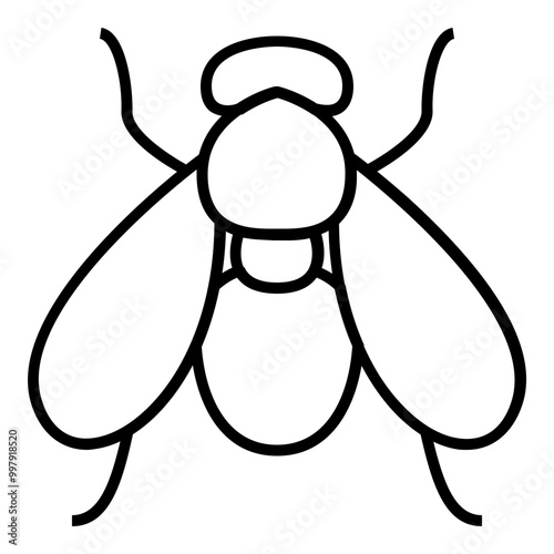 Fly Icon Outline Style. Simple Pest Symbol Vector Illustration.