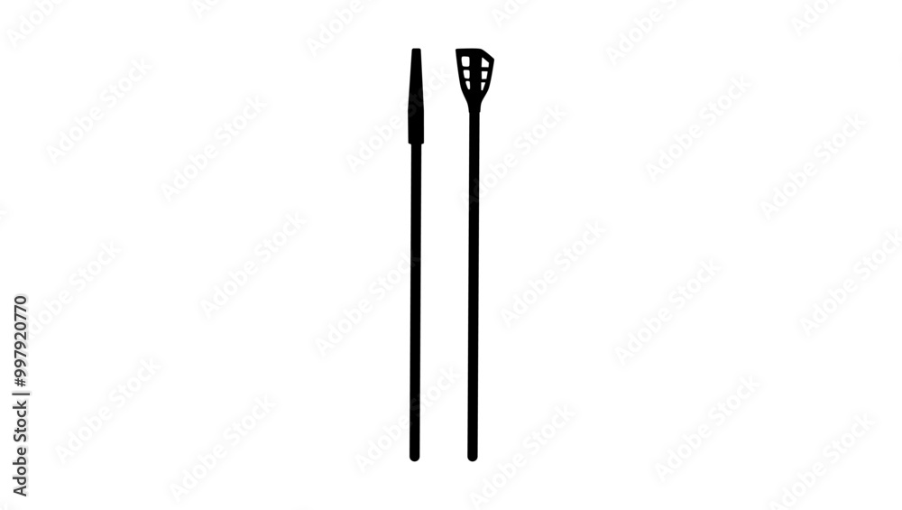Broomball Broom Stick, black isolated silhouette Broomball Broom Stick, black isolated silhouette