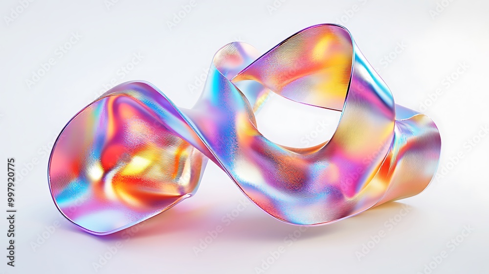Abstract Colorful 3D Rendering of a Looping Ribbon Abstract Colorful 3D Rendering of a Looping Ribbon