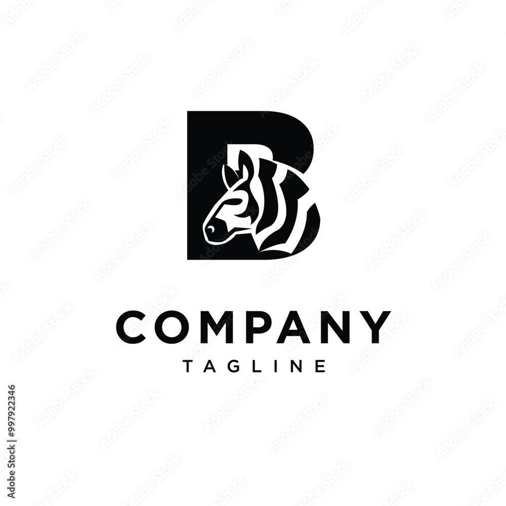 letter B zebras simple logo icon vector letter B zebras simple logo icon vector