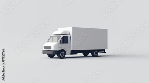 Miniature white truck, delivery logistics company icon