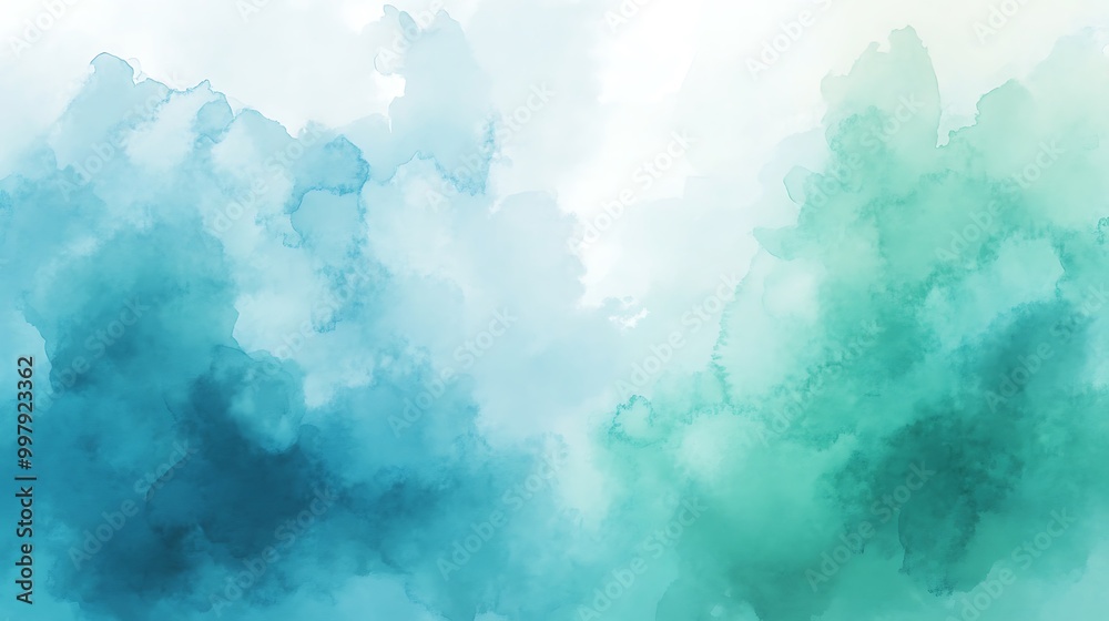 Abstract Watercolor Background with Shades of Green and Blue Abstract Watercolor Background with Shades of Green and Blue