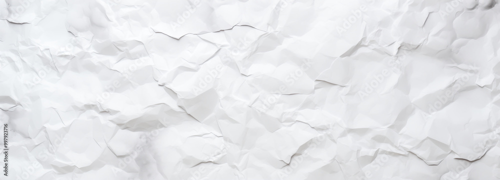 Obraz premium Crumpled white texture paper background with subtle shadows creating depth and visual interest for creative design projects
