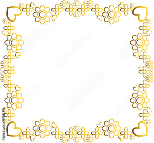 Gold frame with leaf and flowers. 