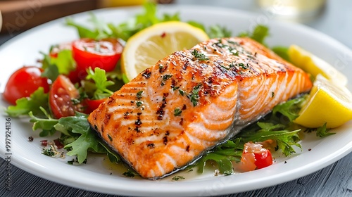 Grilled Salmon with Salad