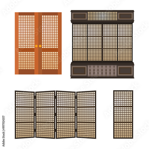 Traditional Filipino Capiz Wooden Window and Carvings: A Vector Illustration of Traditional Filipino Architecture and Home Design
