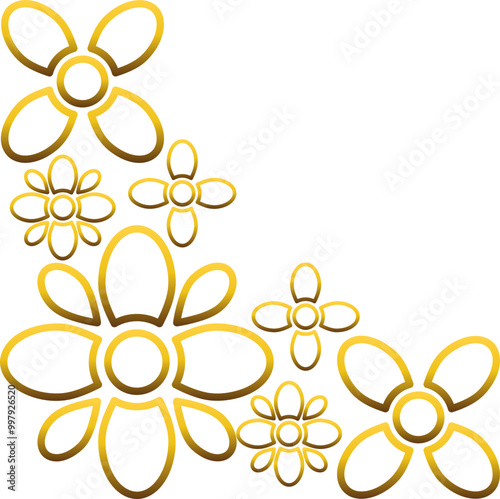 golden flowers border corner 