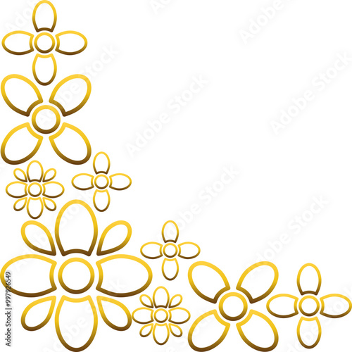 golden flowers border corner 