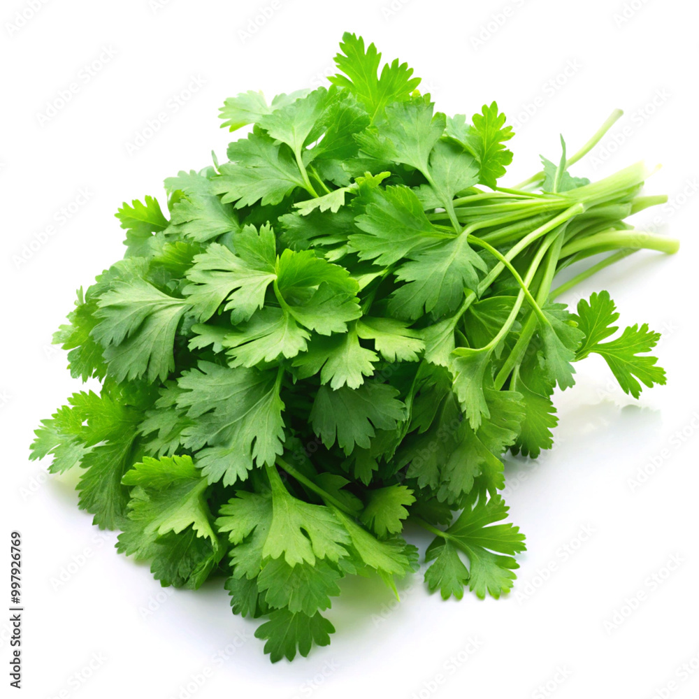 Fresh coriander leaves isolated on white background Fresh coriander leaves isolated on white background