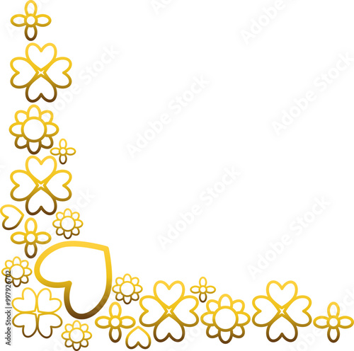 golden flowers border corner 
