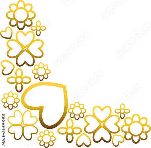 golden flowers border corner 