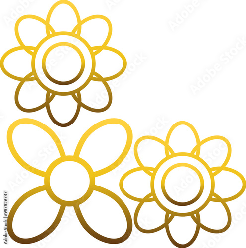 golden flowers border corner 