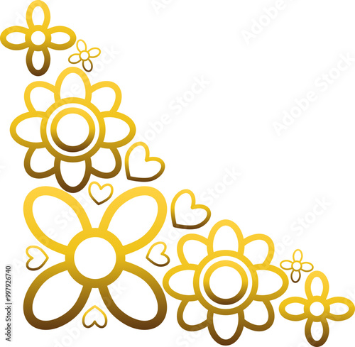 golden flowers border corner 