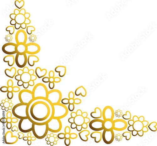 golden flowers border corner 