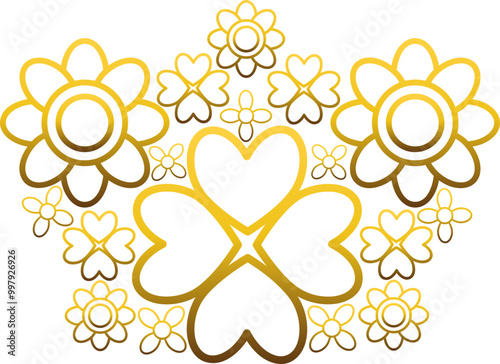 golden flowers border corner 