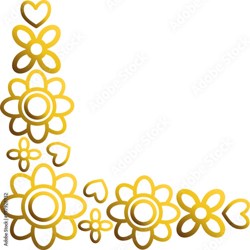 golden flowers border corner 