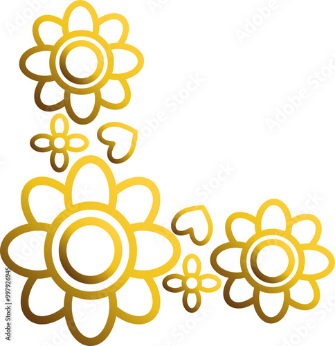 golden flowers border corner 