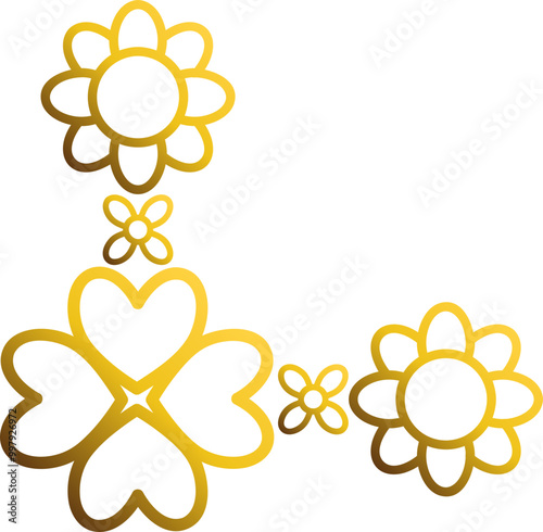 golden flowers border corner 