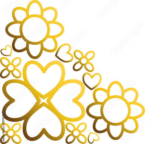 golden flowers border corner 