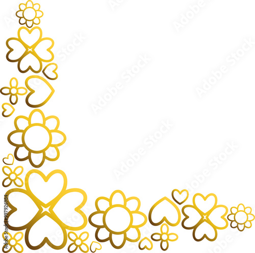 golden flowers border corner 