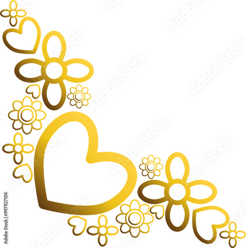 golden flowers border corner 