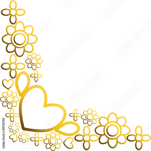 golden flowers border corner 