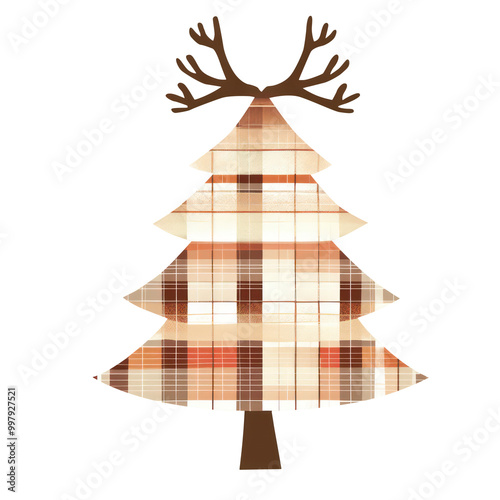 Transparent beautiful checkered christmas decorative tree clipart photo