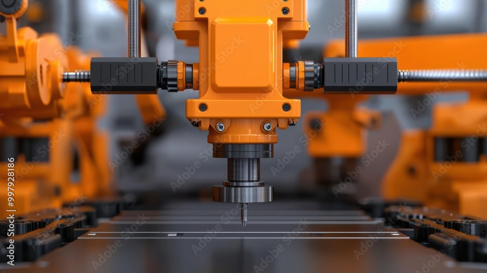 Advanced injection molding machine with safety sensors, cuttingedge production, 3D illustration Advanced injection molding machine with safety sensors, cuttingedge production, 3D illustration