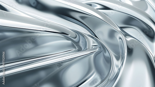 Fototapeta Naklejka Na Ścianę i Meble -  Abstract swirling, metallic silver liquid background for technology, science, or futuristic design projects. Great for modern digital presentations or posters.