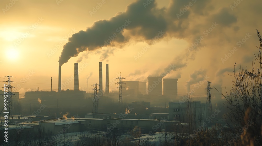 Professional photography capturing industrial air pollution with striking visual impact Professional photography capturing industrial air pollution with striking visual impact