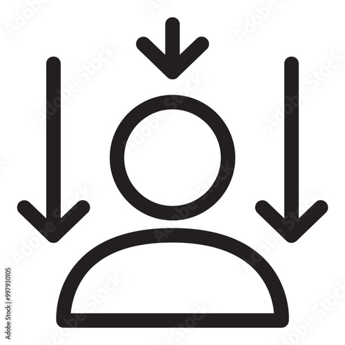 Low Employee Icon Outline Style. Simple User Down Symbol Vector Illustration.