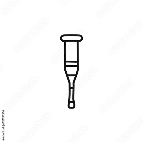 walking stick illustration outline stroke for health