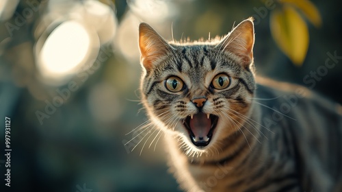 The cat is very active and playful and doesn't care about the camera.