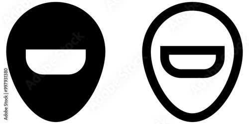 Opera Performer Mask Icon. Comedy Mask. Masquerade Mask, Comic Vector Icon for Theater or Carnival.