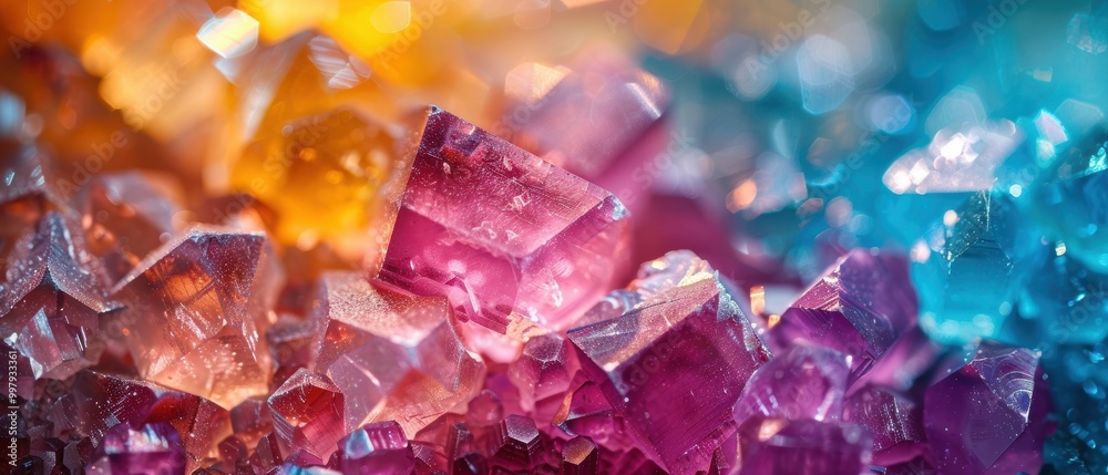 Vibrant Raw Mineral Crystals in Close Detail Vibrant Raw Mineral Crystals in Close Detail