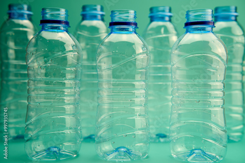 Detail of plastic bottles for recycling.