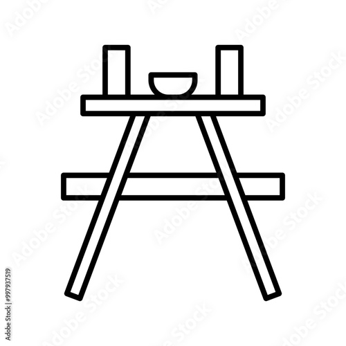 picnic table line icon