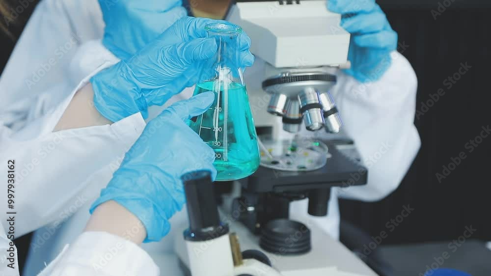 Scientist adjusting microscope, conducting research in a modern laboratory. The lab is equipped with advanced technology, reflecting the cutting edge nature of her work Scientist adjusting microscope, conducting research in a modern laboratory. The lab is equipped with advanced technology, reflecting the cutting edge nature of her work