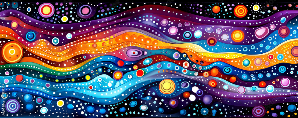 A colorful painting of a galaxy with many stars and swirls. The painting is full of bright colors and has a dreamy, otherworldly feel to it A colorful painting of a galaxy with many stars and swirls. The painting is full of bright colors and has a dreamy, otherworldly feel to it