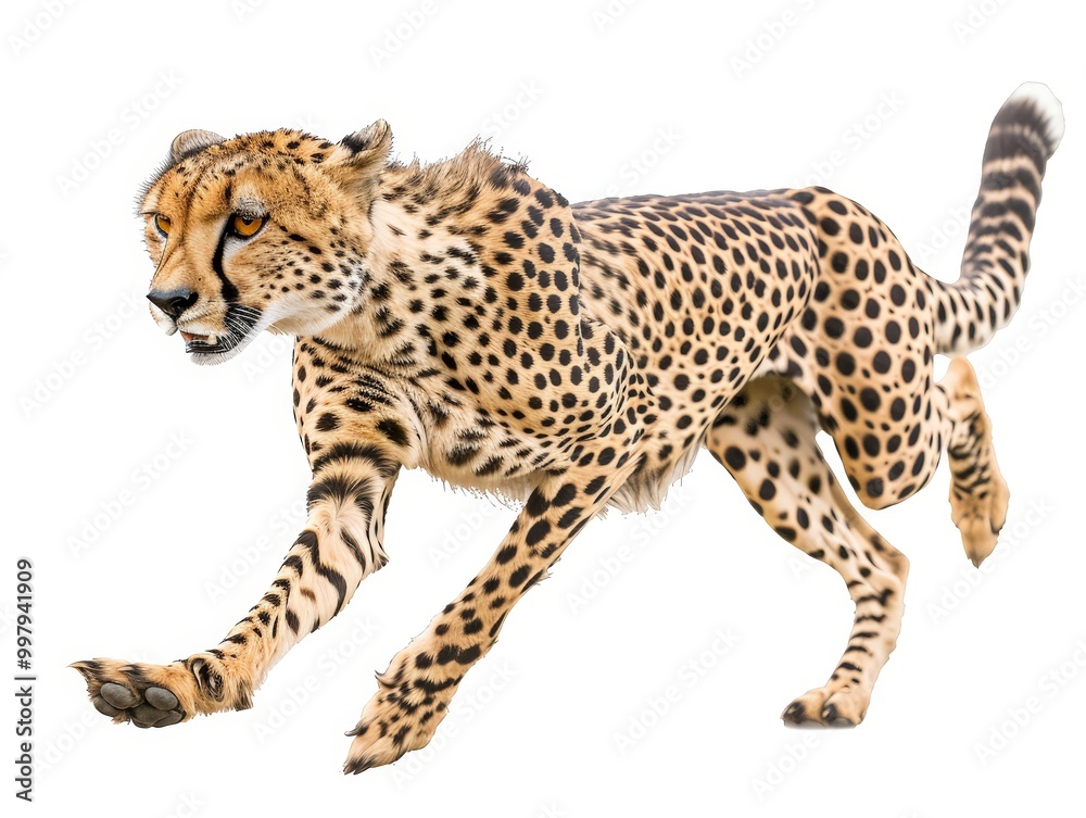 Cheetah in Motion Isolated On White Background Cheetah in Motion Isolated On White Background