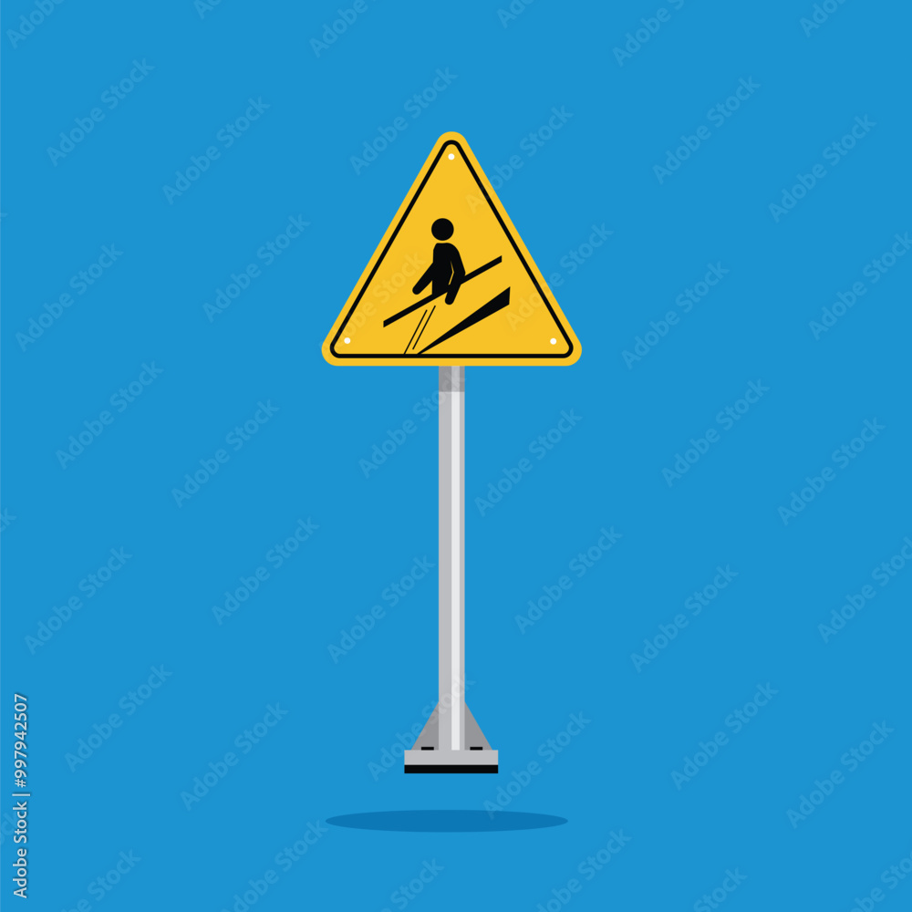 warning to use handle sign on yellow triangle board. Suitable for posters and web icons warning to use handle sign on yellow triangle board. Suitable for posters and web icons