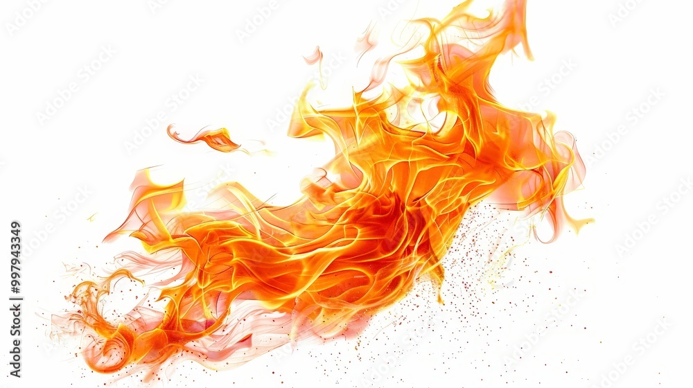 Fiery Abstract Flame Illustration Isolated On White Background