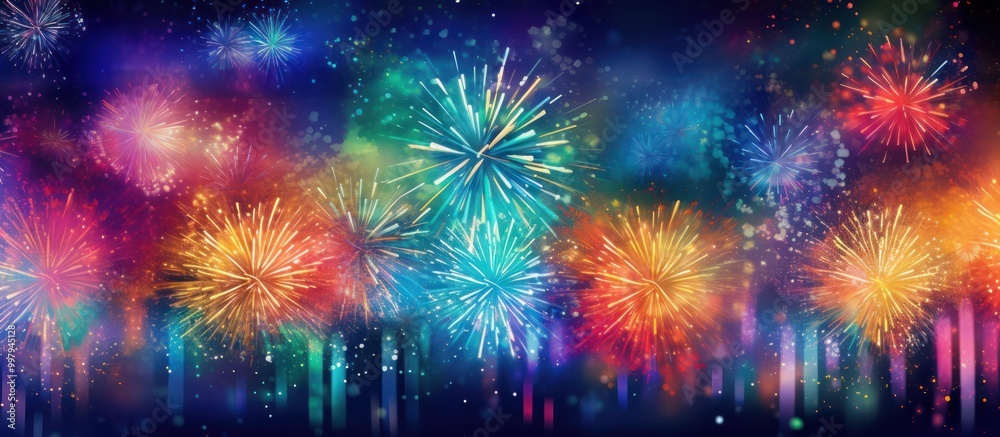 Vibrant Fireworks Display in the Night Sky Vibrant Fireworks Display in the Night Sky