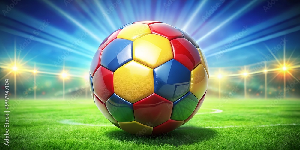 Fototapeta premium Vibrant soccer ball illustration suitable for sports graphics, educational materials, and creative projects, offering a