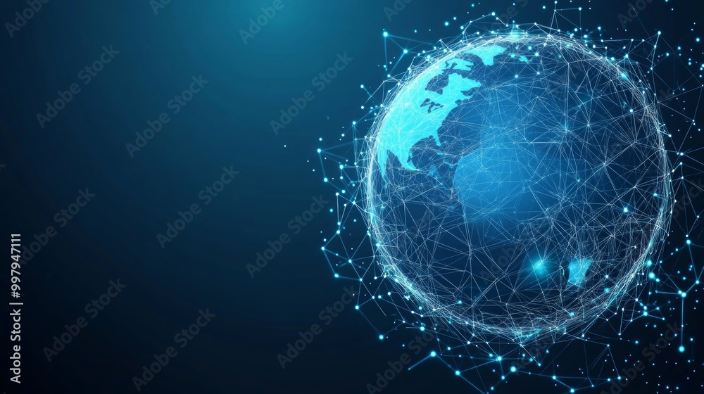 Abstract polygonal space low poly planet Earth with connecting dots and lines. Wireframe Earth connection structure. Futuristic Vector Illustration. Abstract polygonal space low poly planet Earth with connecting dots and lines. Wireframe Earth connection structure. Futuristic Vector Illustration.